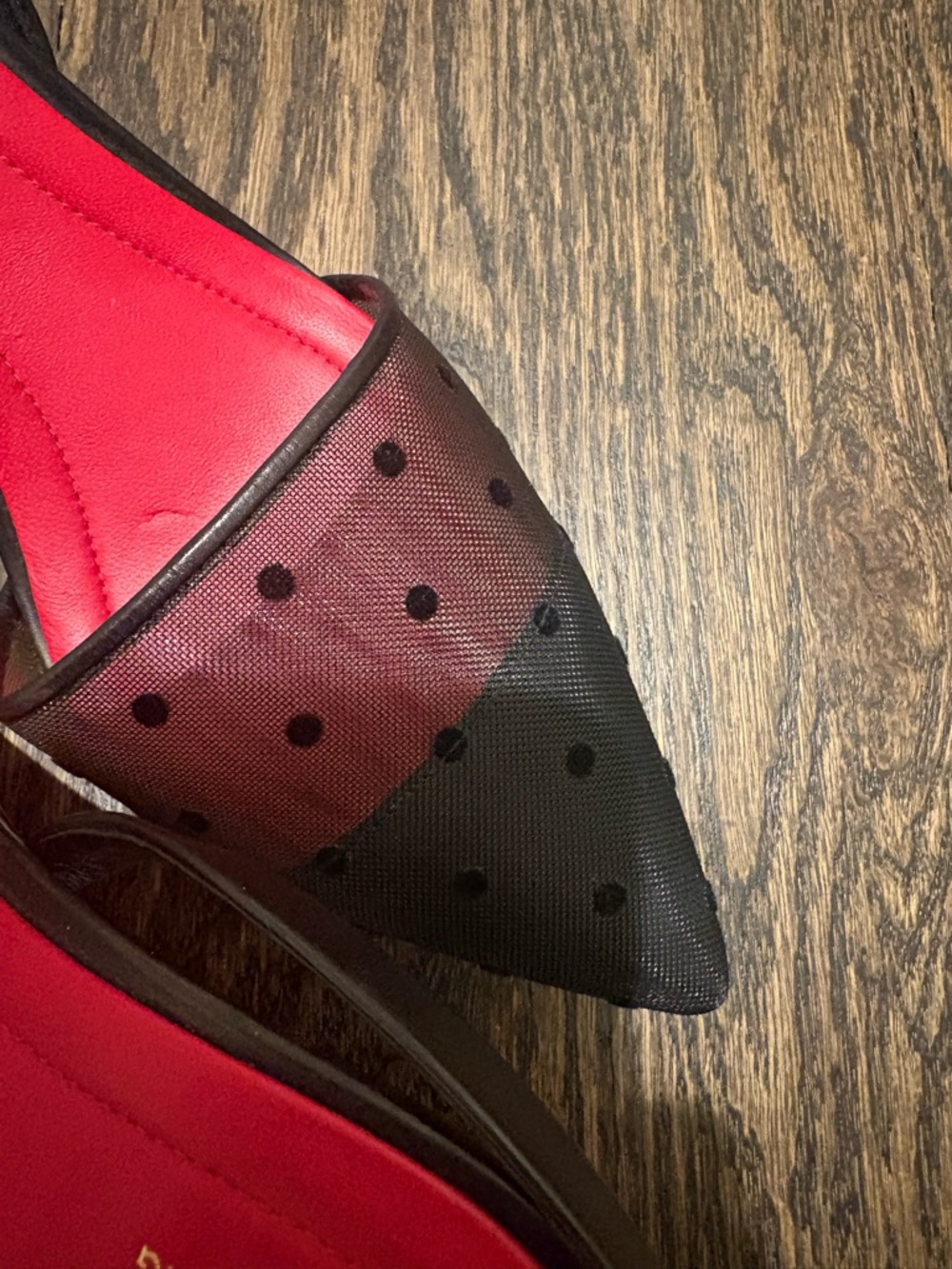 Diane von Furstenberg Sheer Polka Dot Pointed Toe Mules – Red/Black – Size 7.5 - Picture 2 of 5